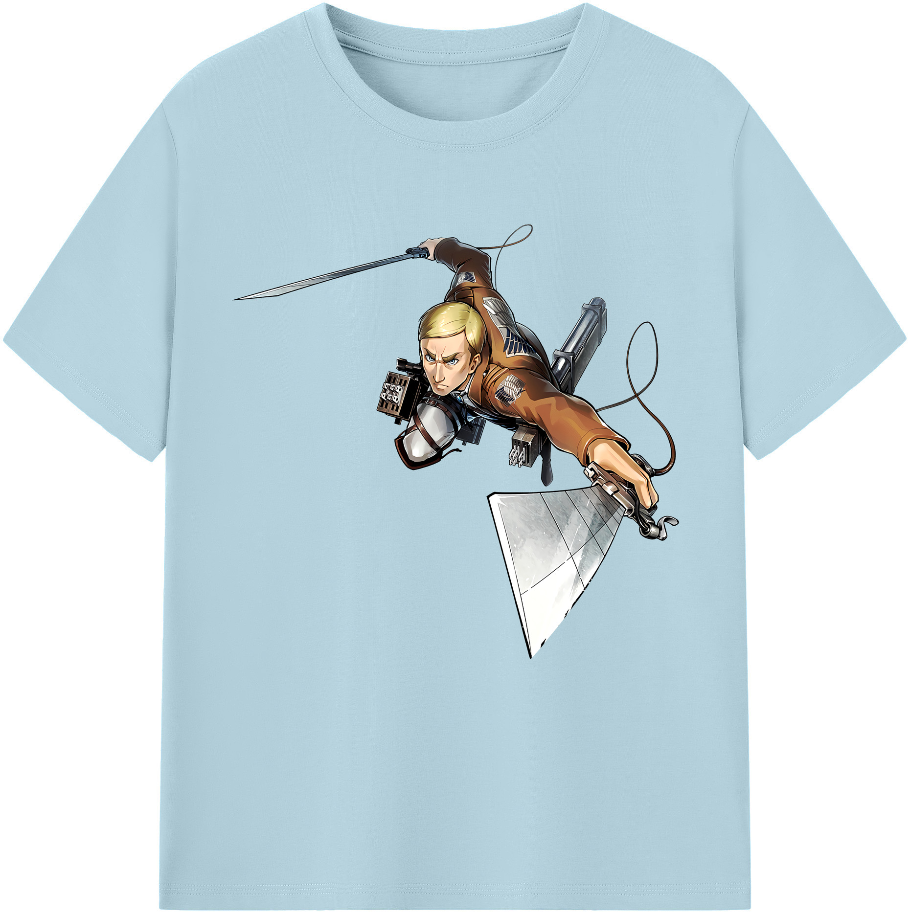 （画像用） 進撃の巨人 エルヴィン・スミス Attack on Titan Erwin Smith 綿100％半袖Tシャツ（フロントプリント）